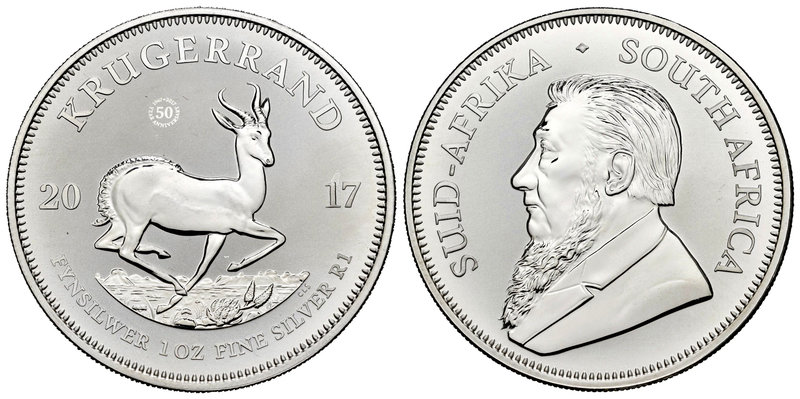 South Africa. Krugerrand. 2017. Ag. 31,10 g. 50th Anniversary. PR. Est...35,00.
