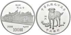 Taiwan. 100 yuan. 2006. (Km-Y580). Ag. 31,40 g. Year of the dog. PR. Est...50,00.