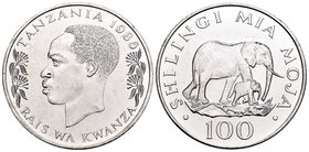 Tanzania. 100 shilingi. 1986. (Km-18a). Ag. 19,53 g. UNC. Est...25,00.