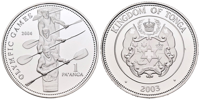 Tonga. 1 pa´anga. 2004. (Km-182). Ag. 31,47 g. Athens Olympic Games 2004. PR. Es...