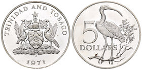 Trinidad y Tobago. 5 dollars. 1971. FM. (Km-8). Ag. 29,70 g. PR. Est...25,00.