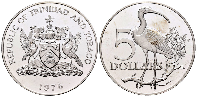 Trinidad y Tobago. 5 dollars. 1976. FM. (Km-25a). Ag. 29,70 g. PR. Est...35,00.