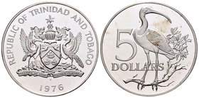 Trinidad y Tobago. 5 dollars. 1976. FM. (Km-25a). Ag. 29,70 g. PR. Est...35,00.
