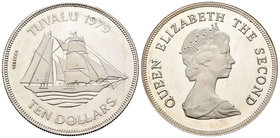 Tuvalu. Elizabeth II. 10 dollars. 1979. (Km-10a). Ag. 35,00 g. Mintage: 2.500 piezas. PR. Est...35,00.