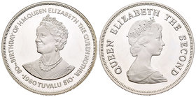 Tuvalu. Elizabeth II. 10 dollars. 1980. (Km-11). Ag. 35,00 g. 80th Birthday of the Queen Mother. PR. Est...45,00.