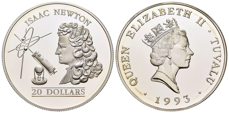 Tuvalu. Elizabeth II. 20 dollars. 1979. (Km-10a). Ag. 31,47 g. Isaac Newton. PR....