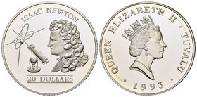 Tuvalu. Elizabeth II. 20 dollars. 1979. (Km-10a). Ag. 31,47 g. Isaac Newton. PR. Est...40,00.