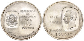 Venezuela. 10 bolívares. 1973. (Km-Y45). Ag. 29,98 g. UNC. Est...25,00.