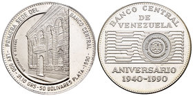 Venezuela. 50 bolívares. 1990. (Km-66). Ag. 31,10 g. 50th Anniversary of Banco Central. Mintage: 10.000. PR. Est...40,00.