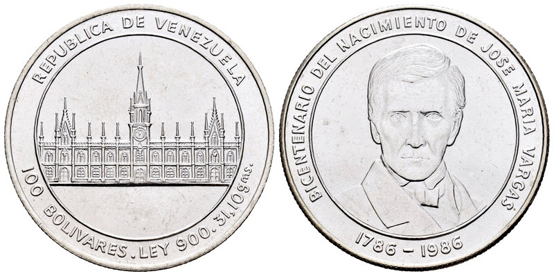 Venezuela. 100 bolívares. 1986. (Km-Y60). Ag. 31,10 g. Bicentenary of José María...