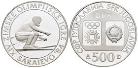 Yugoslavia. 500 dinara. 1982. (Km-92). Ag. 23,00 g. Sarajevo Olympic Games 1992. PR. Est...25,00.