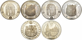 Lote de 3 piezas de plata de 10.000 pesetas de años Santos, 1993 (1) (km-928) y 1999 (2) (Km-no cita). Cada una con un peso de 168,75 g. A EXAMINAR. P...