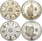 Lote de 2 piezas de plata de 10.000 pesetas del III Centenario de los Borbones en España, 1997 y 1998. Cada una con un peso de 168,75 g. A EXAMINAR. P...