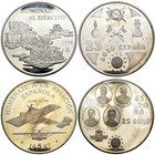 Lote de 2 piezas de plata de 25 euros, 1997 homenaje a la aviación y 1998 homenaje al ejército. Cada una con un peso de 168,75 g. A EXAMINAR. PR. Est....