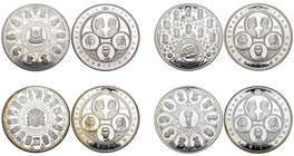 Lote de 4 piezas de plata de 10.000 pesetas del 5º Centenario, 1989 (Km-841), 1990 (Km-873), 1991 (Km-896), 1992 (Km-998). Cada una con un peso de 168...