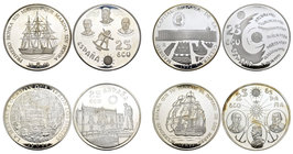 Lote de 4 piezas de plata de 25 ECUS, 1992, 1994, 1995, 1996. Cada una con un peso de 168,75 g. A EXAMINAR. PR. Est...600,00.