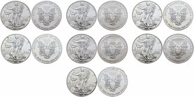 United States. Lote de 7 piezas de plata de 1 dollar-onza, 2008, 2010 (2), 2018 (4). A EXAMINAR. UNC. Est...125,00.