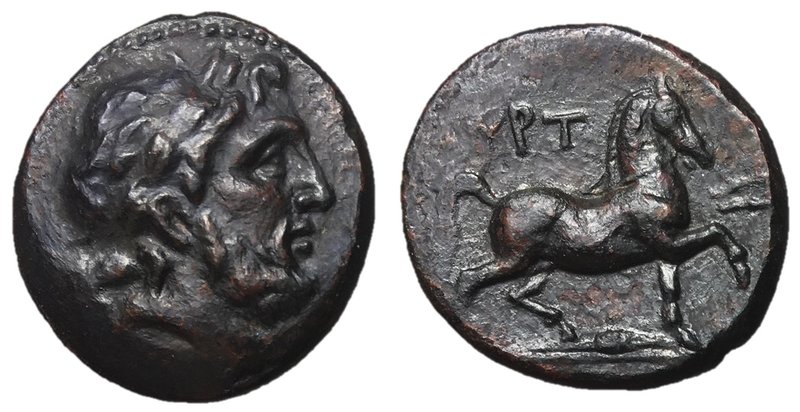 Thessaly, Gyrton, 3rd Century BC
AE Trichalkon, 22mm, 8.22 grams
Obverse: Laur...