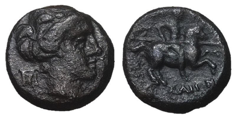 Thessaly, Gyrton, 3rd Century BC
AE Dichalkon, 14mm, 4.18 grams
Obverse: Bare ...
