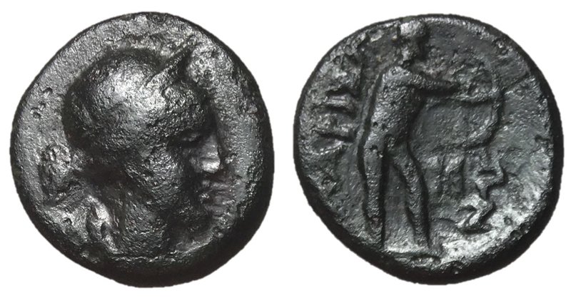 Thessaly, Larissa, 2nd Century BC
AE Dichalkon, 16mm, 3.94 grams
Obverse: Laur...