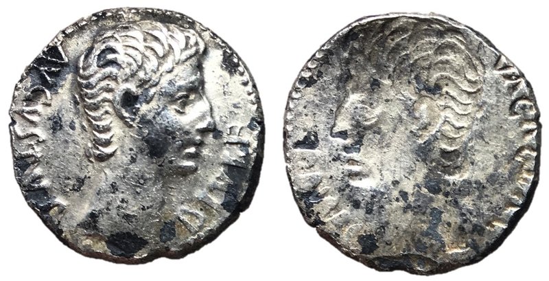 Augustus, 27 BC - 14 AD
Silver Denarius, Lugdunum Mint, 18mm, 3.80 grams
Obver...