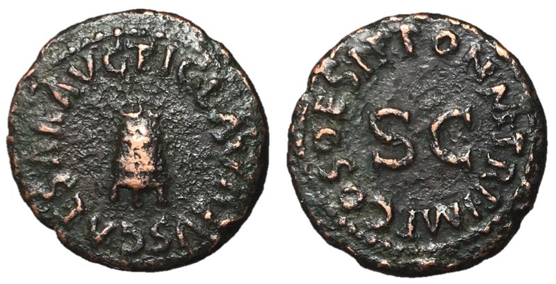 Claudius I, 41 - 54 AD
AE Quadrans, Rome Mint, 18mm, 3.40 grams
Obverse: TI CL...