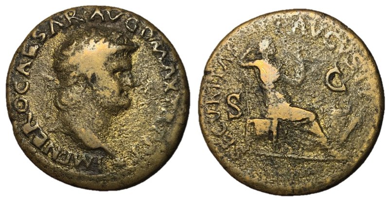 Nero, 54 - 68 AD
AE Dupondius, Lugdunum Mint, 29mm, 10.75 grams
Obverse: IMP N...