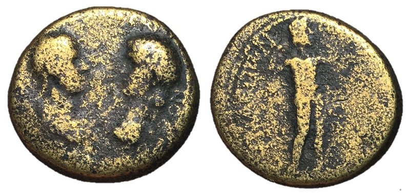 Nero with Agrippina Jr., 54 - 68 AD
AE19, Phrygia, Synaus Mint, 4.73 grams
Obv...