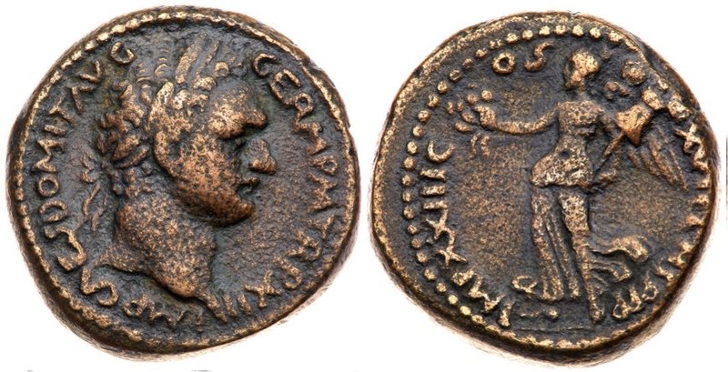 Domitian, 81 - 96 AD
AE24, Judaea, Caesarea Maritima Mint, 12.56 grams
Obverse...
