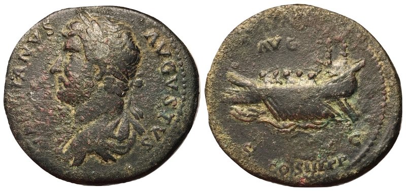 Hadrian, 117 - 138 AD
AE Sestertius, Rome Mint, 33mm, 24.87 grams
Obverse: HAD...