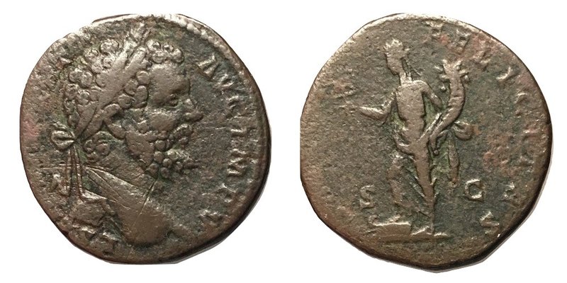 Septimius Severus, 193 - 211 AD
AE Sestertius, Rome Mint, 30mm, 23.08 grams
Ob...