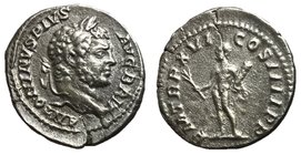 Caracalla, 198 - 217 AD, Silver Denarius, Hercules