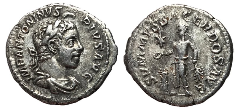 Elagabalus, 218 - 222 AD
Silver Denarius, Rome Mint, 20mm, 2.67 grams
Obverse:...