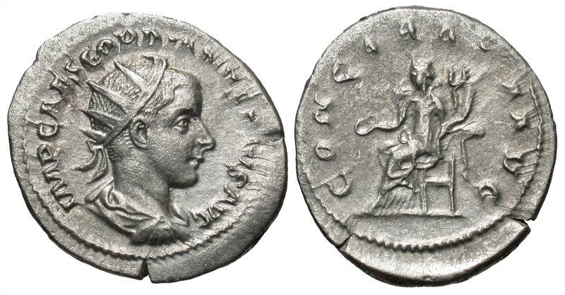 Gordian III, 238 - 244 AD
Silver Antoninianus, Antioch Mint, 24mm, 4.14 grams
...
