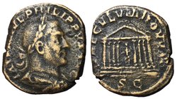 Philip I, 244 - 249 AD, Sestertius, Temple of Roma
