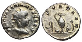 Valerian II, 256 - 258 AD, Silver Antoninianus of Viminacium, Sacrificial Implements
