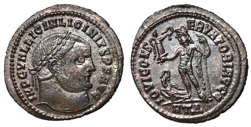 Licinius I, 308 - 324 AD
AE Follis, Heraclea Mint, 24mm, 3.30 grams
Obverse: I...