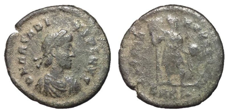 Arcadius, 383 - 408 AD
AE Follis, 21mm, 3.64 grams
Obverse: Diademed bust of A...