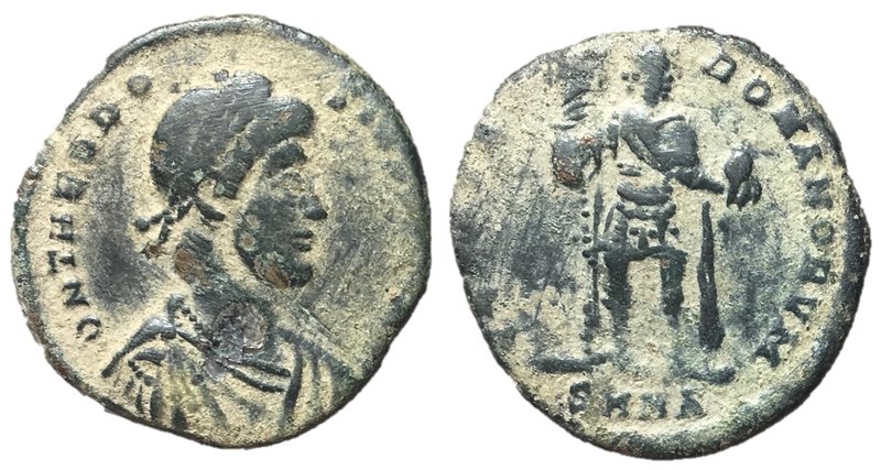 Theodosius I, 392 - 394 AD
AE22, Nicomedia Mint, 3.67 grams
Obverse: D N THEOD...