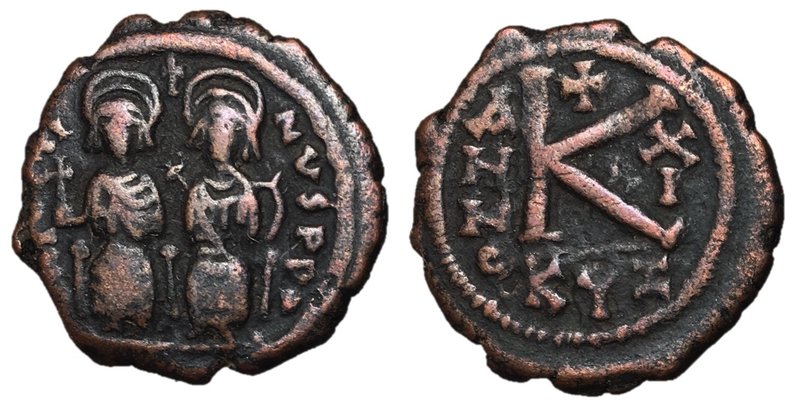Justin II with Sophia, 565 - 578 AD
AE Half Follis, Cyzicus Mint, 24mm, 6.30 gr...