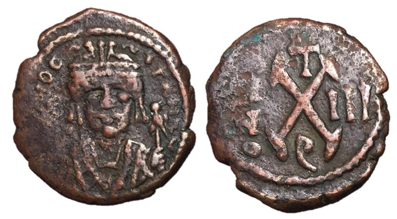 Maurice Tiberius, 582 - 602 AD
AE Decanummium, Constantinople Mint, 18mm, 2.65 ...
