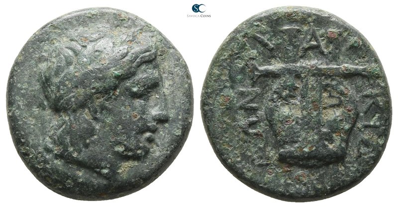 Macedon. Chalkidian League. Olynthos 432-348 BC. 
Bronze Æ

15 mm., 3.93 g.
...