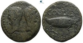 Gaul. Nemausus. Augustus with Agrippa 27 BC-AD 14. Bronze Æ