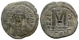 Justinian I AD 527-565. Constantinople. Follis Æ