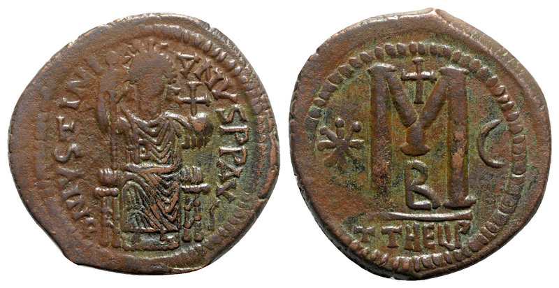 Justinian I AD 527-565. Theoupolis (Antioch)
Follis Æ

34 mm., 17.32 g.


...