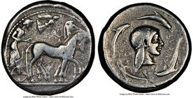 SICILY. Syracuse. Deinomenid Tyranny, Gelon I (ca. 480-475 BC). AR tetradrachm (24mm, 17.06 gm, 2h). NGC Choice Fine 5/5 - 4/5. Charioteer driving wal...