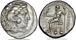 MACEDONIAN KINGDOM. Alexander III the Great (336-323 BC). AR tetradrachm (26mm, 12h). NGC Choice VF. Posthumous issue of Ake or Tyre, dated Regnal Yea...