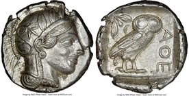 ATTICA. Athens. Ca. 440-404 BC. AR tetradrachm (25mm, 17.21 gm, 3h). NGC Choice AU 5/5 - 4/5. Mid-mass coinage issue. Head of Athena right, wearing cr...