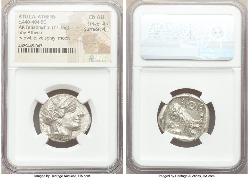 ATTICA. Athens. Ca. 440-404 BC. AR tetradrachm (25mm, 17.16 gm, 9h). NGC Choice ...