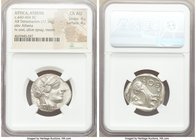 ATTICA. Athens. Ca. 440-404 BC. AR tetradrachm (25mm, 17.16 gm, 9h). NGC Choice AU 4/5 - 4/5. Mid-mass coinage issue. Head of Athena right, wearing cr...